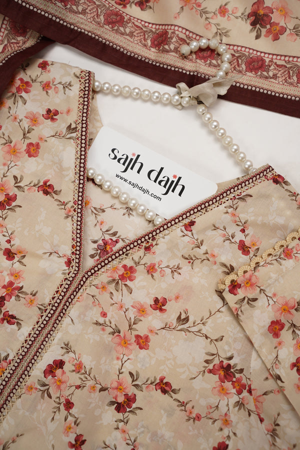 Viral Farshi Shalwar Bin Saeed Original - Lawn Outfit with Lawn Dupatta - Ready to wear