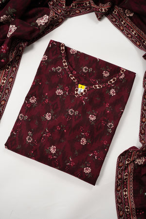 Rozi - Exclusive Khaddar Outfit with  Shawl - Ready to Wear SD565