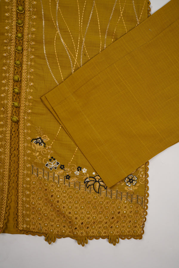 Rozi - Premium Embroidered Lawn Outfit with Voile Dupatta - Ready to Wear PD035