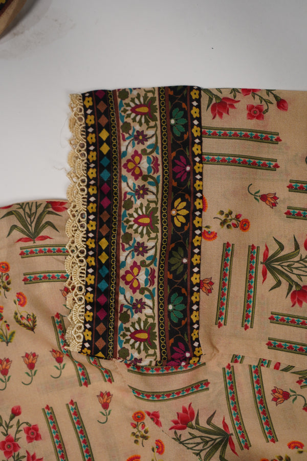Rozi - Luxury Cotton Lawn Outfit With Voile Dupatta - Ready to Wear PD023