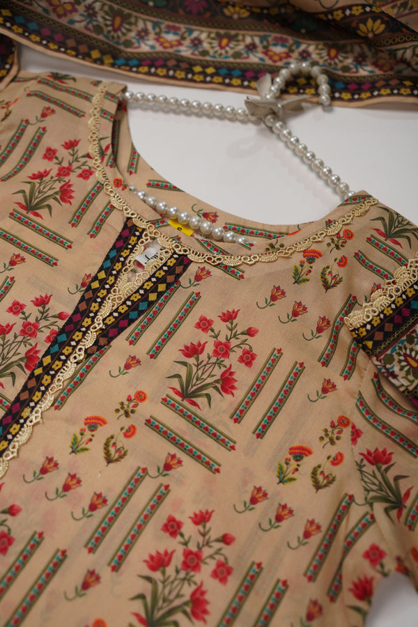 Rozi - Luxury Cotton Lawn Outfit With Voile Dupatta - Ready to Wear PD023