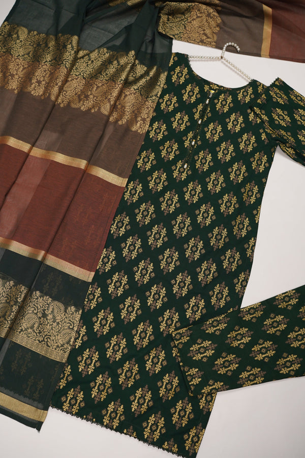 Rozi - Exclusive Khaddar Outfit with Multani Shawl - Ready to Wear - Warm Fabric PD138