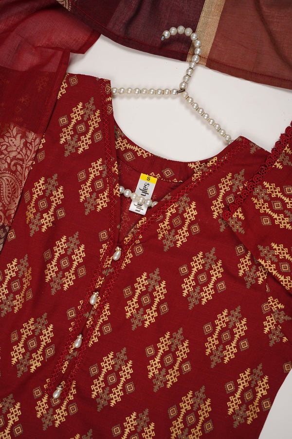 Rozi - Exclusive Khaddar Outfit with Multani Shawl - Ready to Wear - Warm Fabric PD137