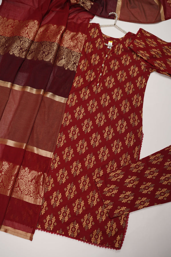 Rozi - Exclusive Khaddar Outfit with Multani Shawl - Ready to Wear - Warm Fabric PD137