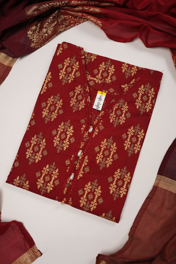 Rozi - Exclusive Khaddar Outfit with Multani Shawl - Ready to Wear - Warm Fabric PD137