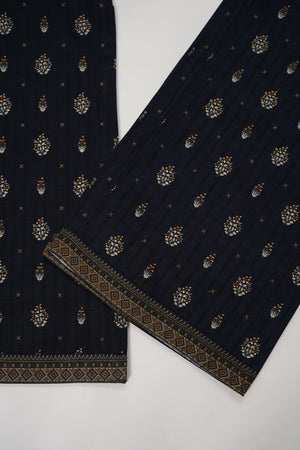 Rozi - Exclusive Khaddar Outfit with  Shawl - Ready to Wear SD571 navy blue