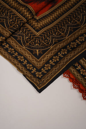 Rozi - Printed Linen  Outfit With Shawl  - Ready to Wear PD143