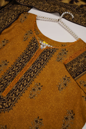 Rozi - Printed Linen  Outfit With Shawl  - Ready to Wear PD142