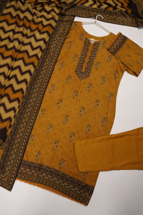 Rozi - Printed Linen  Outfit With Shawl  - Ready to Wear PD142