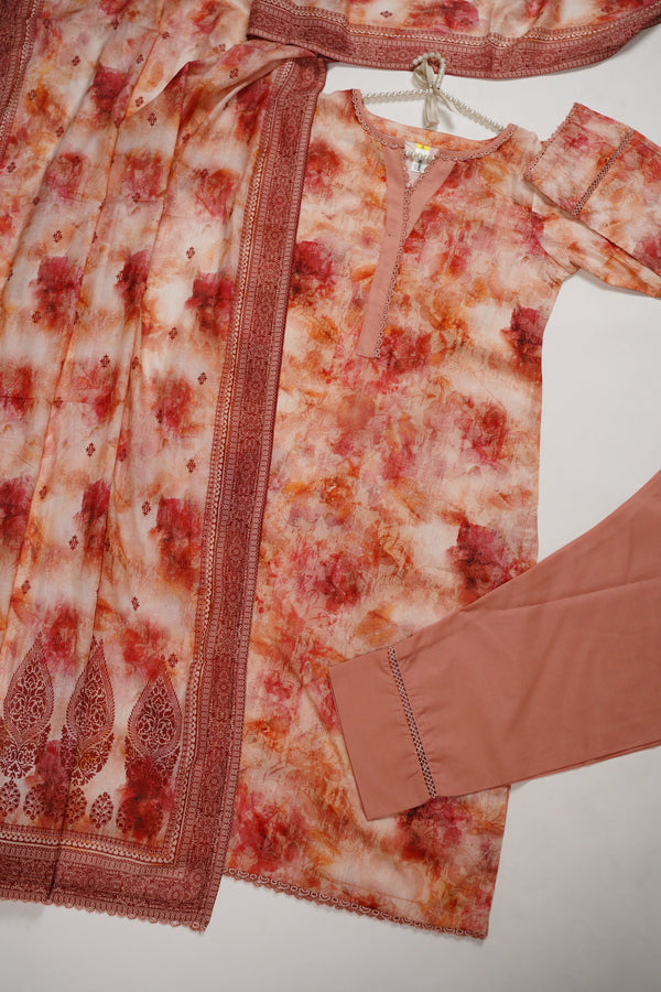 Rozi - Cambric Cotton  Outfit with Shawl - Ready to wear PKD011