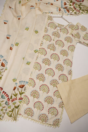 Rozi - Exclusive Khaddar Outfit with  Shawl - Ready to Wear - PD141