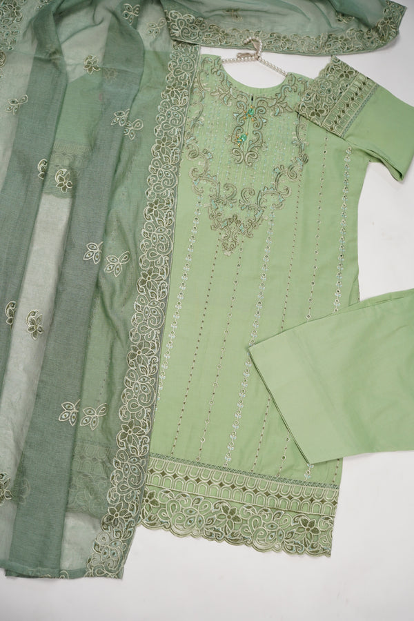 Rozi - Farshi Shalwar - Luxury Cotton Lawn Outfit With Net Dupatta - Ready to Wear PD030