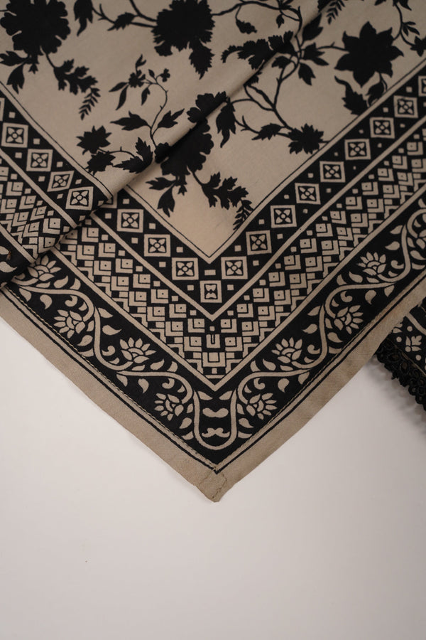 Rozi - Printed Linen  Outfit With Shawl  - Ready to Wear PD146