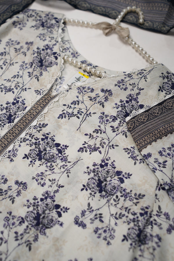 Rozi - Luxury Cotton Lawn Outfit With Voile Dupatta - Ready to Wear PD061
