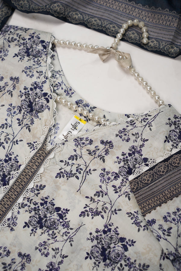 Rozi - Luxury Cotton Lawn Outfit With Voile Dupatta - Ready to Wear PD061