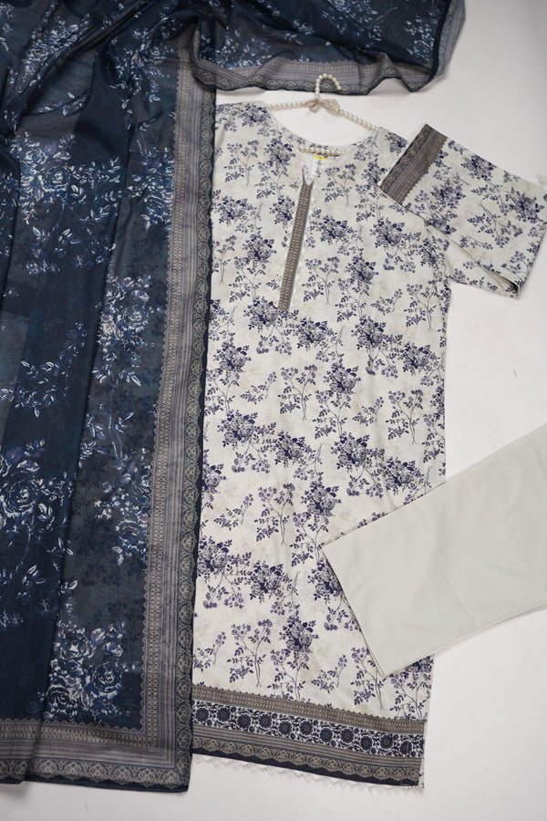 Rozi - Luxury Cotton Lawn Outfit With Voile Dupatta - Ready to Wear PD061