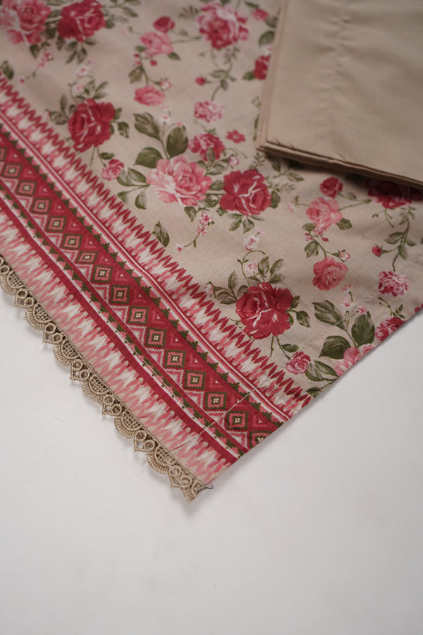Rozi - Luxury Cotton Lawn Outfit With Voile Dupatta - Ready to Wear PD060