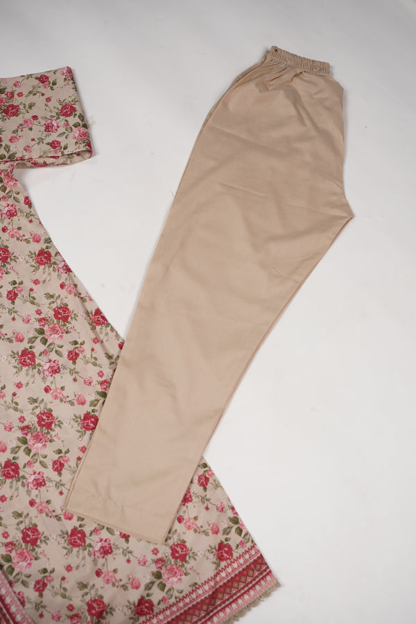 Rozi - Luxury Cotton Lawn Outfit With Voile Dupatta - Ready to Wear PD060
