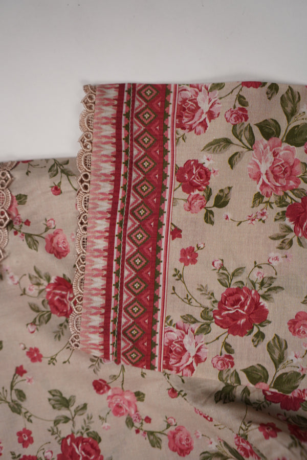 Rozi - Luxury Cotton Lawn Outfit With Voile Dupatta - Ready to Wear PD060