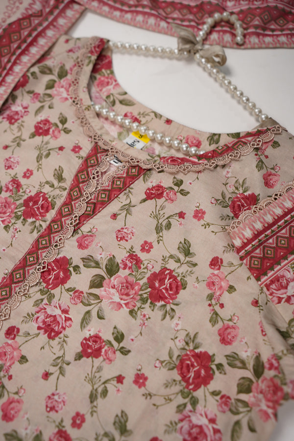 Rozi - Luxury Cotton Lawn Outfit With Voile Dupatta - Ready to Wear PD060