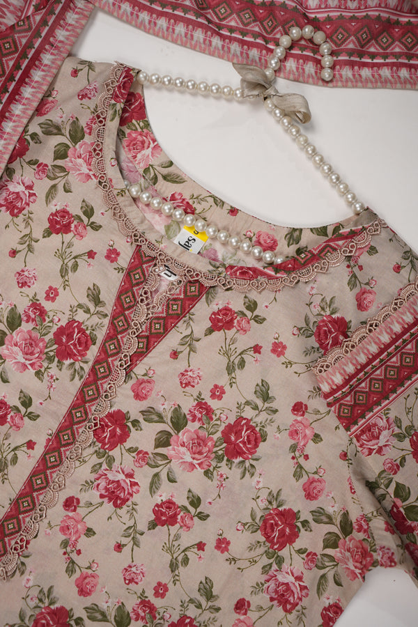 Rozi - Luxury Cotton Lawn Outfit With Voile Dupatta - Ready to Wear PD060