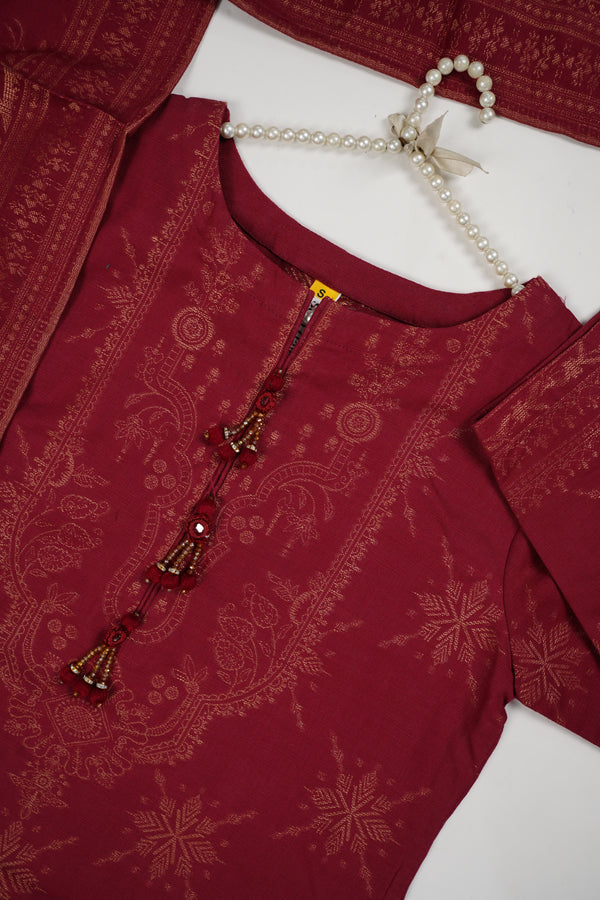 Rozi - Exclusive Broshay Khaddar Outfit with Shawl - Ready to Wear - Warm Fabric