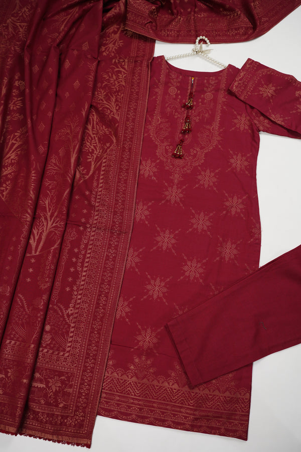 Rozi - Exclusive Broshay Khaddar Outfit with Shawl - Ready to Wear - Warm Fabric