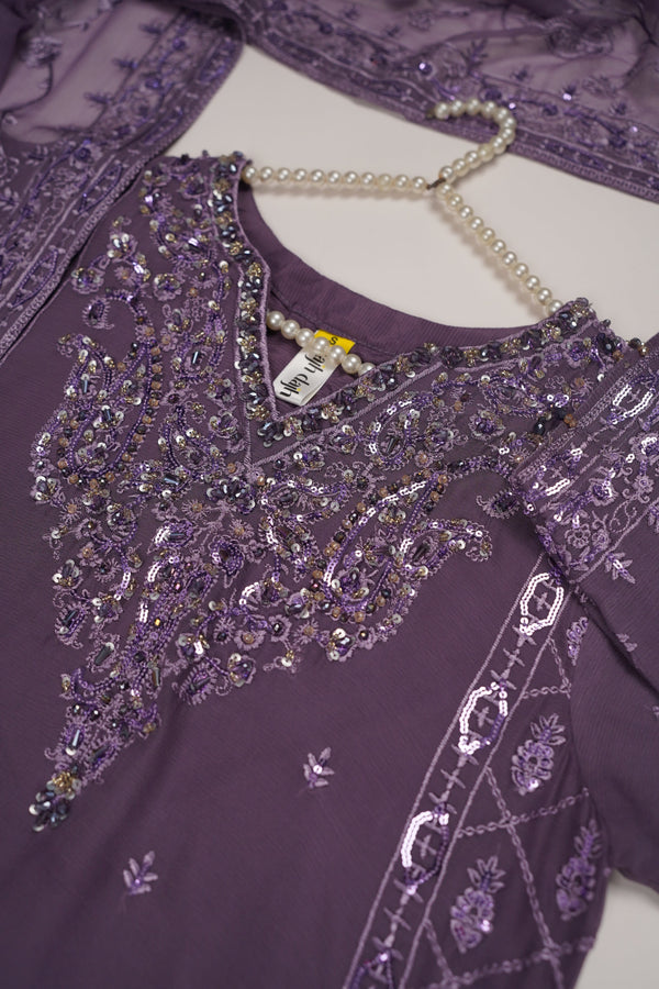 Husan e Jahan - Luxury Chiffon Outfit with Chiffon Dupatta And Plazzo - Ready to Wear- SB-HEJ-V6-D4