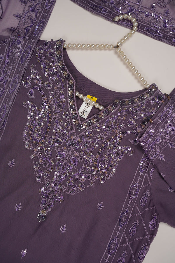Husan e Jahan - Luxury Chiffon Outfit with Chiffon Dupatta And Plazzo - Ready to Wear- SB-HEJ-V6-D4