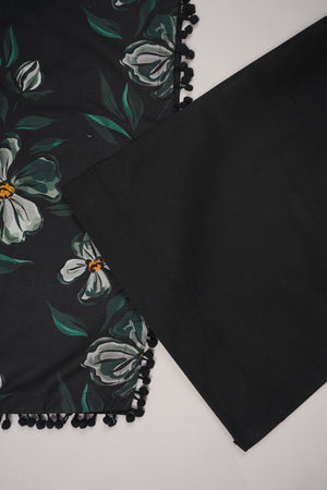 Rozi - Exclusive Khaddar Outfit with  Shawl - Ready to Wear - PD155 Black