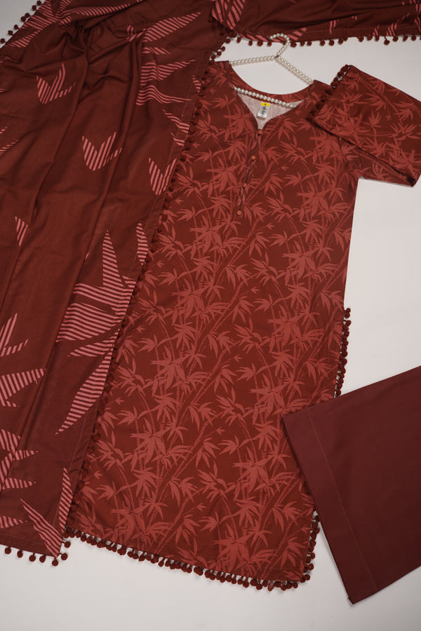 Rozi - Exclusive Khaddar Outfit with  Shawl - Ready to Wear - PD150