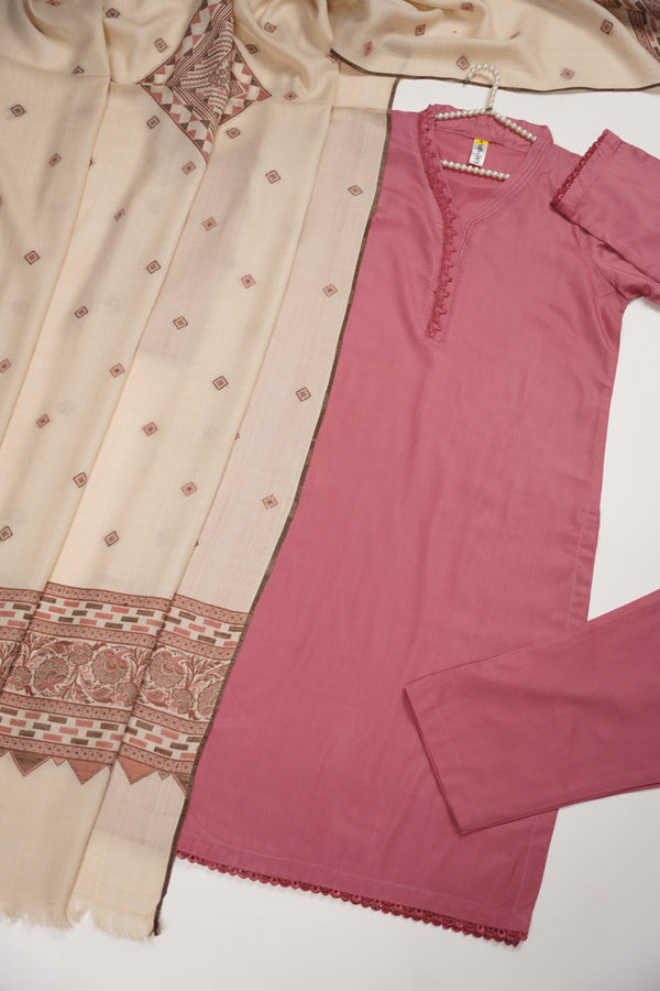 Rozi - Exclusive Linen Full Outfit with Shawl- Ready to Wear - SB-219