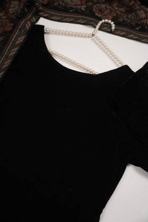 Rozi - Luxury Velvet Outfit with Pure Pashmina Wool Shawls SB222