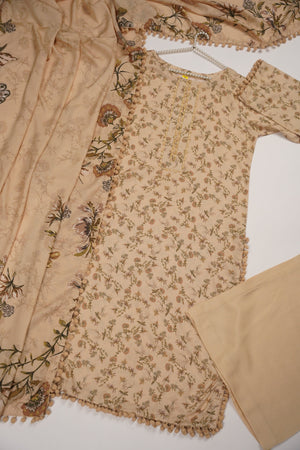 Rozi - Exclusive Karandi Outfit with  Shawl - Ready to Wear- SB-217