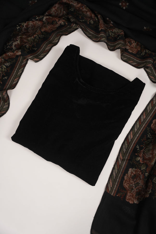 Rozi - Luxury Velvet Outfit with Pure Pashmina Wool Shawls SB222