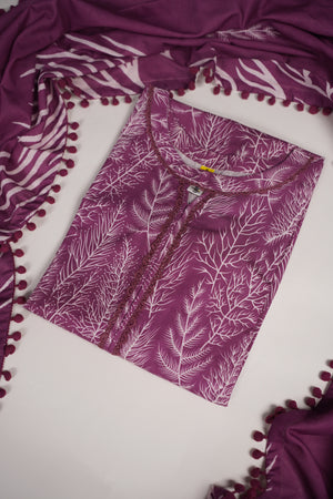 Rozi - Exclusive Khaddar Outfit with  Shawl - Ready to Wear - PD154-SD