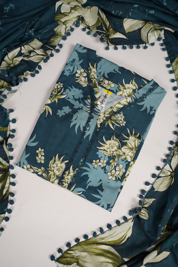 Rozi - Exclusive Khaddar Outfit with  Shawl - Ready to Wear - PD152 Zinc
