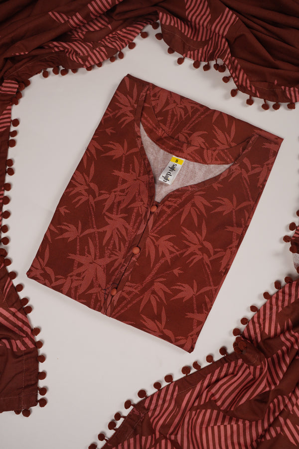 Rozi - Exclusive Khaddar Outfit with  Shawl - Ready to Wear - PD150