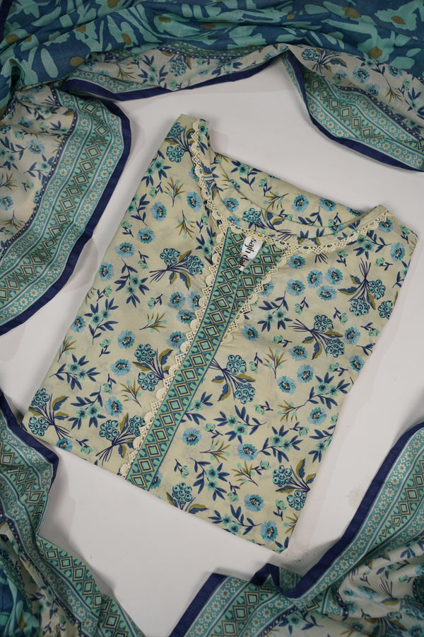 Rozi - Luxury Cotton Lawn Outfit With Voile Dupatta - Ready to Wear PD067