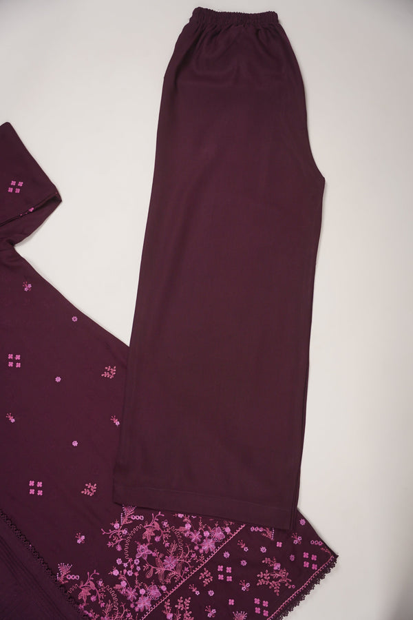 Rozi - Exclusive Embroidered Dhanak Outfit with Shawl - Ready to Wear - SB218