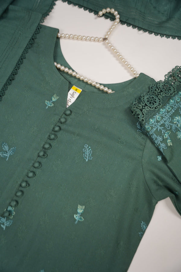 Rozi - Exclusive Embroidered Dhanak Outfit with Shawl - Ready to Wear - SB217
