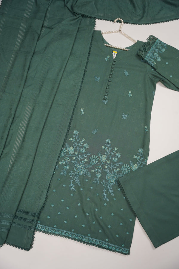 Rozi - Exclusive Embroidered Dhanak Outfit with Shawl - Ready to Wear - SB217