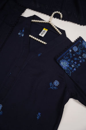 Rozi - Exclusive Embroidered Dhanak Outfit with Shawl - Ready to Wear - SB220