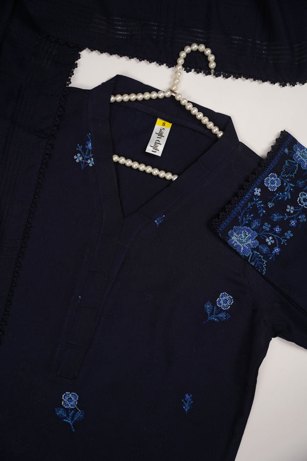 Rozi - Exclusive Embroidered Dhanak Outfit with Shawl - Ready to Wear - SB220