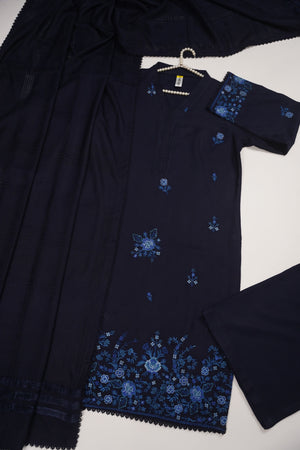 Rozi - Exclusive Embroidered Dhanak Outfit with Shawl - Ready to Wear - SB220