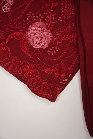 Rozi - Exclusive Embroidered Dhanak Outfit with Shawl - Ready to Wear - SB219