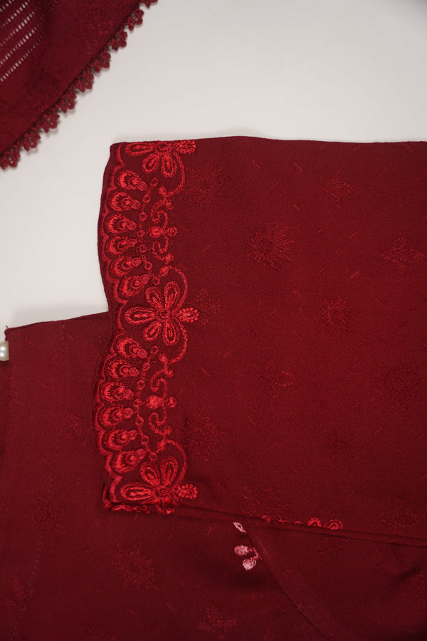 Rozi - Exclusive Embroidered Dhanak Outfit with Shawl - Ready to Wear - SB219