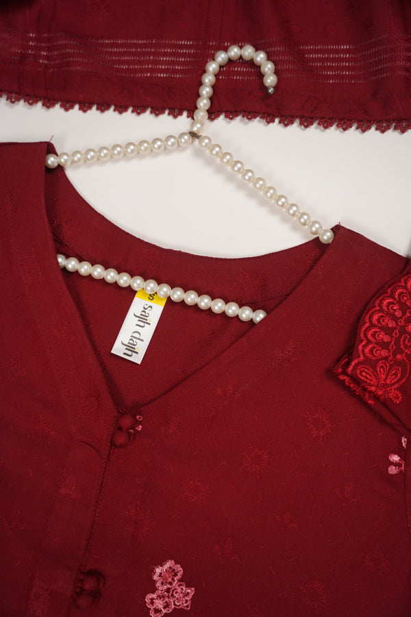 Rozi - Exclusive Embroidered Dhanak Outfit with Shawl - Ready to Wear - SB219