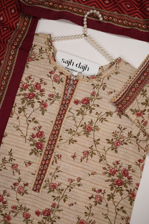 Bin Saeed Originals - Exclusive Khaddar Outfit with  Shawl - Ready to Wear - PD161