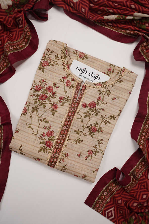 Bin Saeed Originals - Exclusive Khaddar Outfit with  Shawl - Ready to Wear - PD161